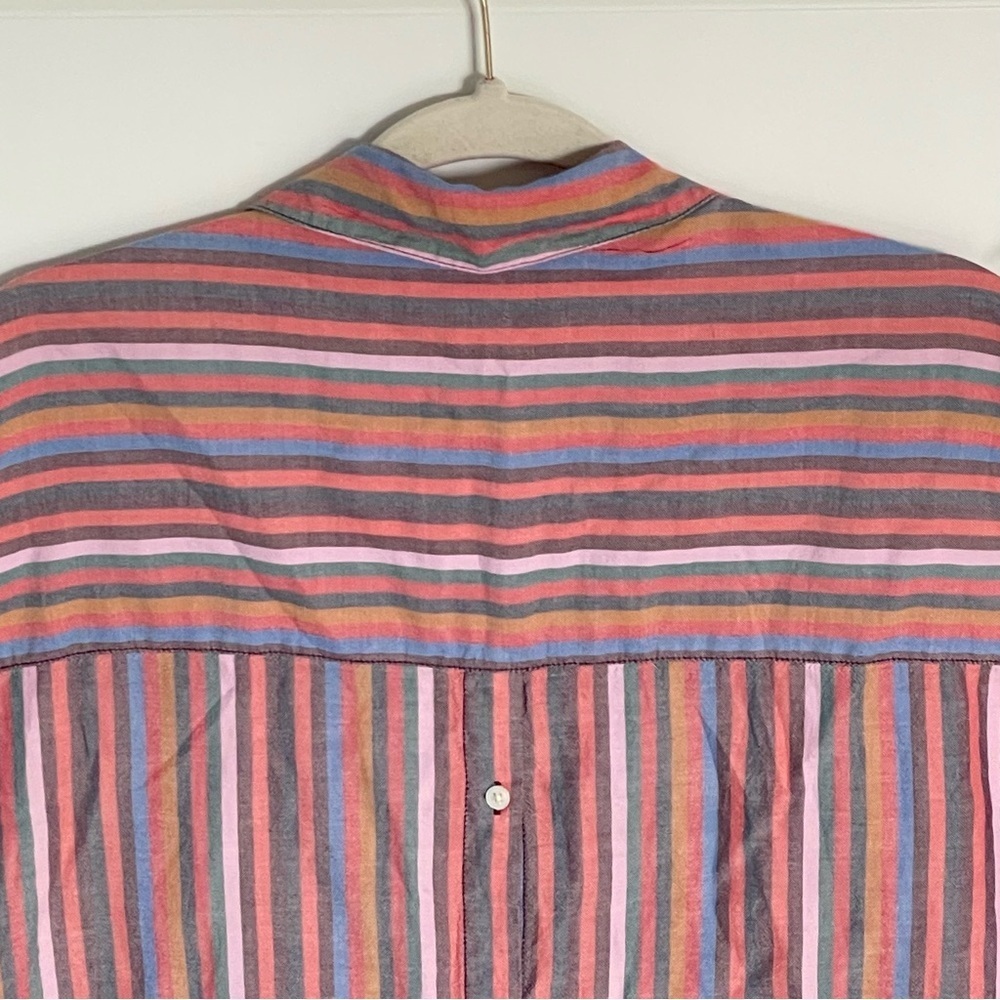 Madewell Courier Rainbow Striped Cotton Button Back Shirt Top - 35837 - Picture 7 of 11